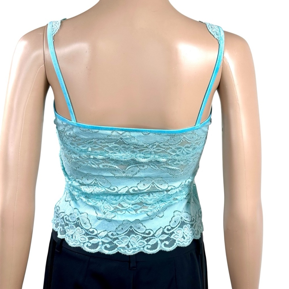 Sabora Aqua Blue Butterfly and Floral Design Lace Tank Top sz L - Picture 9 of 16